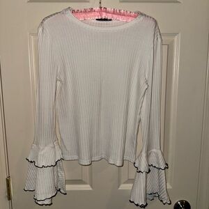 White Flare Long Sleeve Blouse